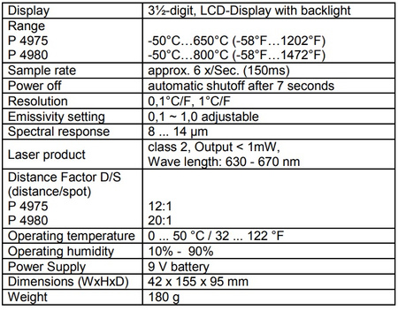 PeakTech 4980 Digitales Temperaturmessgerät mit IR