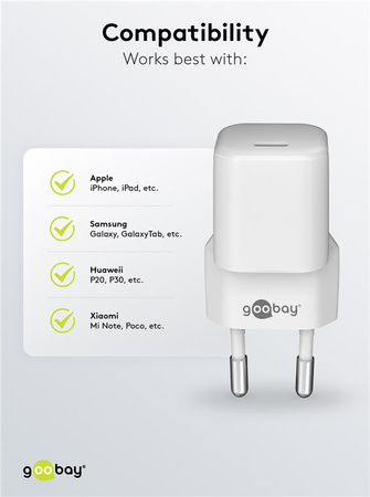 USB-C PD GaN 30W Netzladegerät Goobay WHITE