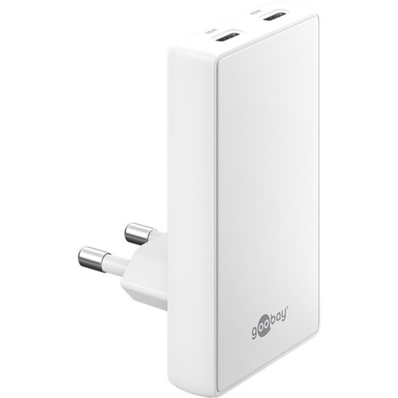 Ładowarka pionowa Goobay 65W 2x USB-C PD biała
