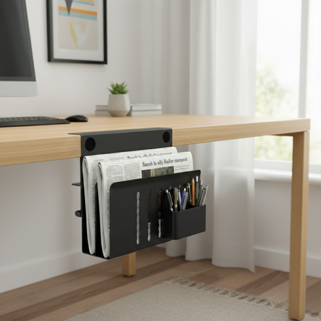 Boczny organizer do biurka na zacisk 30×30×12 cm czarny SPB164B