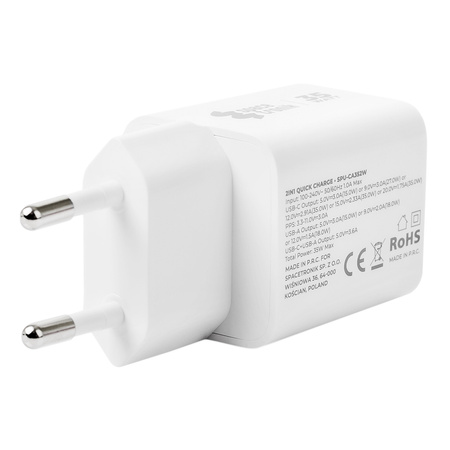 Ładowarka Spacetronik 2w1 35W USB-C USB PD Quick 3.6A Biała