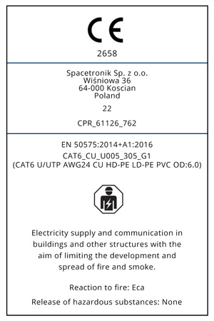 skrętka CAT6 U/UTP AWG24 CU PVC OD 6.0 Eca 305m