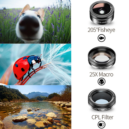 Objektivy a filtry Apexel pro smartphone 6v1 DG6V2