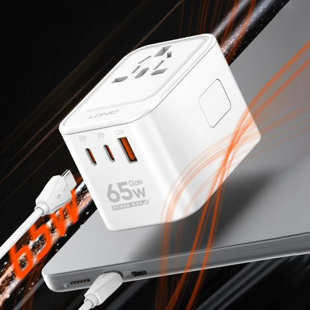 Universal travel adapter 65W 2xPD + 1xQC