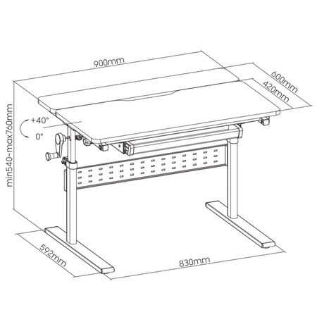 Biurko dziecięce regulowane XD SPE-X102WL 90x60 cm