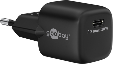 USB-C PD GaN 30W power charger Goobay BLACK