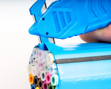 Tool for cutting and removing the microtube cover