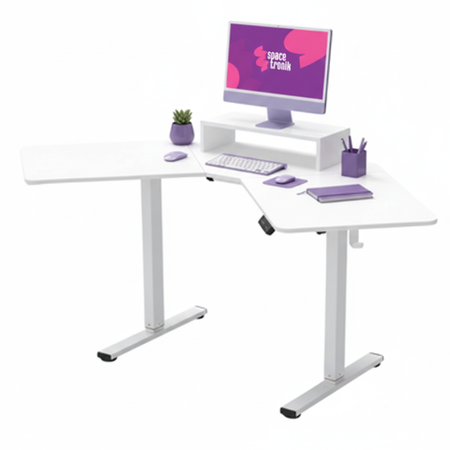 Biurko narożne regulowane SPEL112WW Spacetronik 120x60 cm białe