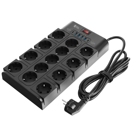 Listwa zasilająca 13xAC 4xUSB 2xUSB-C