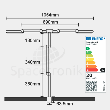 Zestaw ergonomiczny biurko Moris SPEO121 120x60 krzeslo Spiro lampa Glow D2