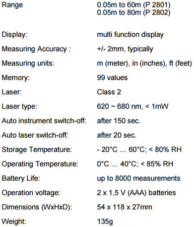 Laser rangefinder up to 40m PeakTech 2800A