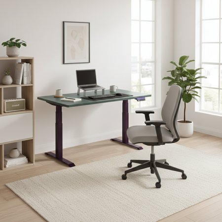 Biurko regulowane Vegard elektryczne dwusilnikowe MDF fioletowo-zielone