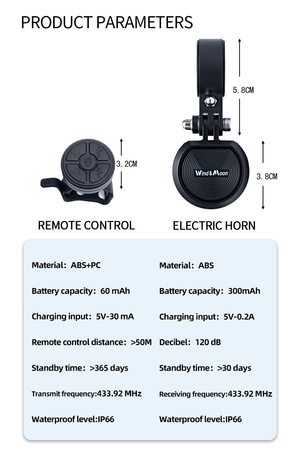 Bike bell with alarm and remote control WT11 WindMoon