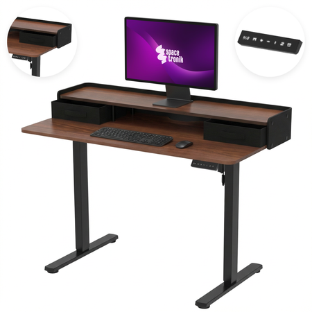 Biurko Elektryczne Regulowane SPEF133BM 120x60 z Szufladą i USB z pamięcią