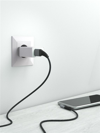 Kabel USB-C - USB-A 2.0 Goobay KĄTOWY TEXTIL 1m