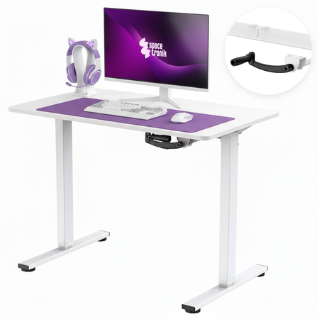 Zestaw ergonomiczny krzesło LUMBO 22 szare + biurko manualne SPE-O113 100×60 białe