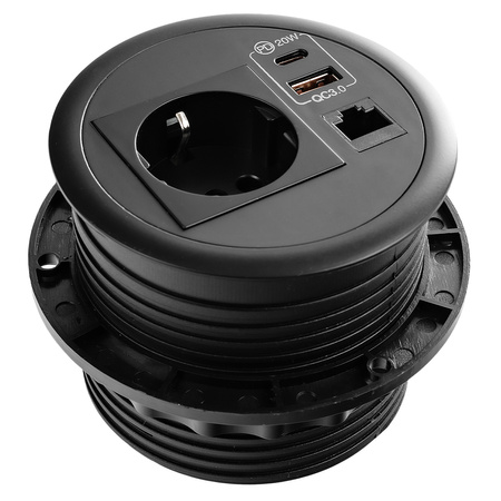 Spacetronik SPS-R1D3W V2 round tabletop socket