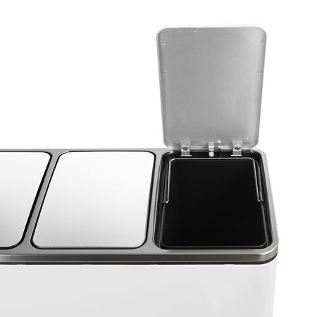 Kosz na śmieci metalowy trzykomorowy biały