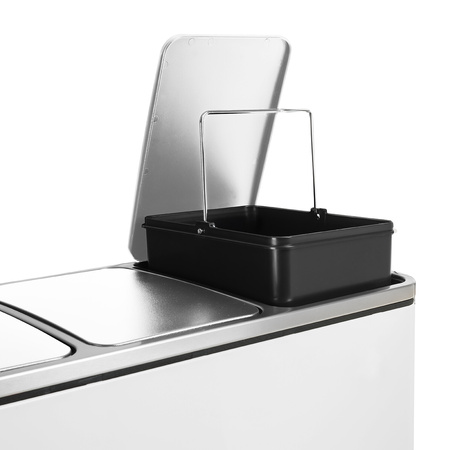 Kosz na śmieci metalowy trzykomorowy biały