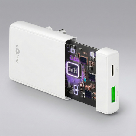 Ładowarka pionowa Goobay 65W USB USB-C PD biała