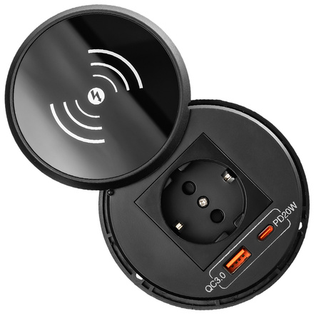 Spacetronik SPS-R1D3W V2 round tabletop socket