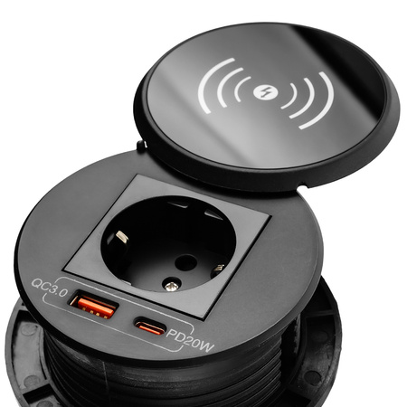 Spacetronik SPS-R1D3W V2 round tabletop socket