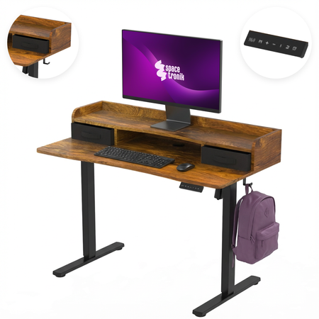 Biurko Elektryczne z Szufladą Spacetronik SPEF134BM 120x60 cm z pamięcią drewno