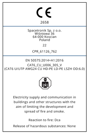 kroucená dvojlinka CAT6 U/UTP AWG24 CU PVC LSZH 6.0 Dca 305m