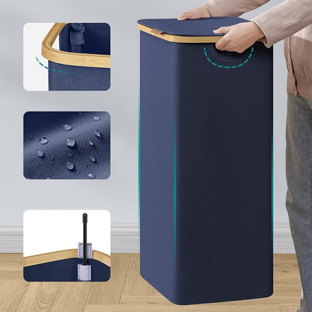 Kosz na pranie 90L 1 komorowy niebieski