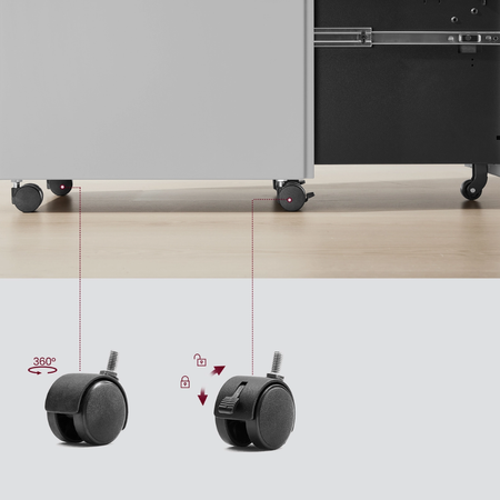 Zestaw do nowoczesnego biura: biurko elektryczne + fotel + szafka szary