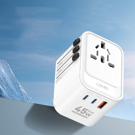 GaN 45W 2xUSB-C USB-A univerzální cestovní adaptér