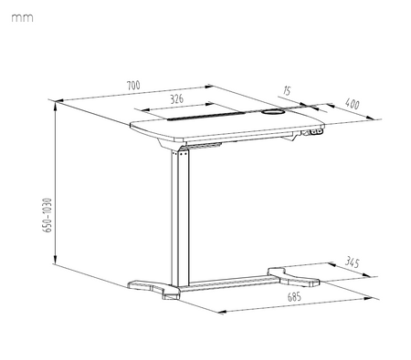 Electric adjustable table with wheels Buddy white, wood