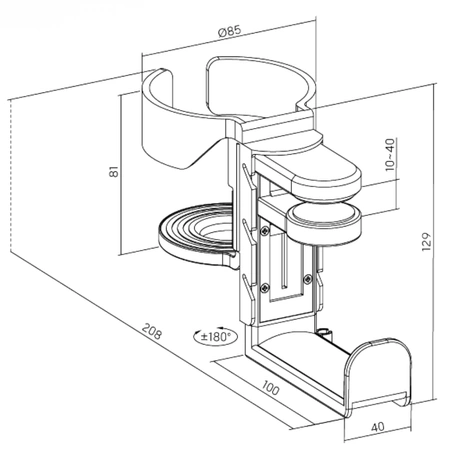 rysunek techniczny wieszaka na słuchawki 3w1 SPB-027B