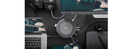 Mehrfachanschluss Goobay USB-C HDMI RJ45 USB SD AUX QI Spk