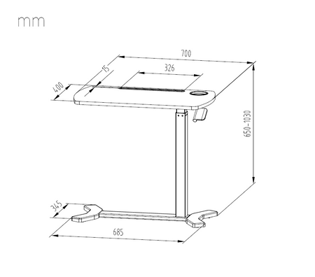 Buddy adjustable table on wheels white, wood