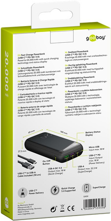 PowerBank Goobay 20000 mAh QC 3.0 PD USB-C