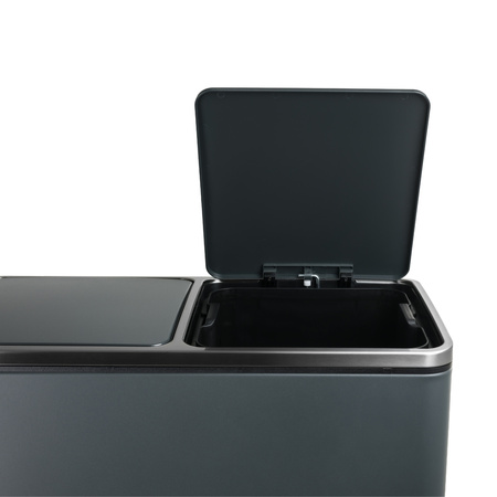 Kosz na śmieci metalowy podwójna komora szary