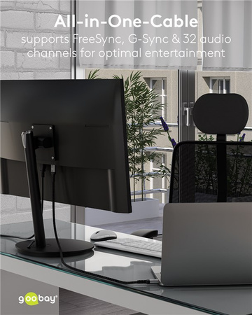 DisplayPort DP 1.4 8K Kabel Goobay Plus TEXTIL 1m