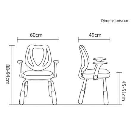 Krzesło dziecięce SPC XD26O pomarańczowe regulacja wysokości podłokietniki