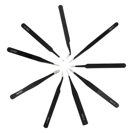 Satz mit 9 Präzisionspinzetten ESD SPM-T03