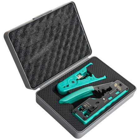 Pass-through set with crimper and RJ plugs PT-S02