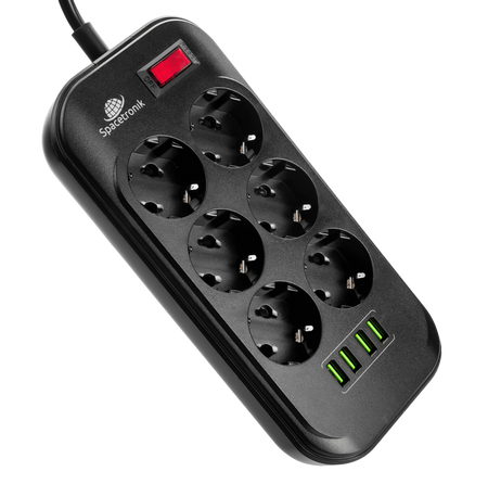 Napájací pásik Spacetronik SR-204 Porty 6 4USB