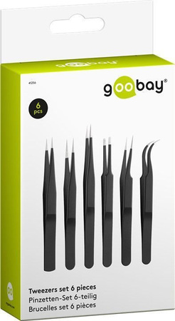 Set of stainless steel tweezers 6 pieces Goobay