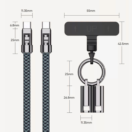 Kabel USB-C ze smyczą PD 240W 120cm BA