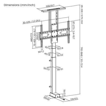 Elektryczny stelaż wysuwany winda TV SPE-T13S TUYA