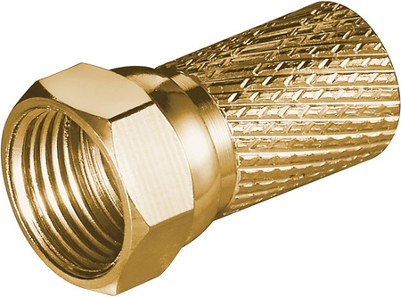 F plug screw-on 70mm/20mm Big Nut GOLD Goobay