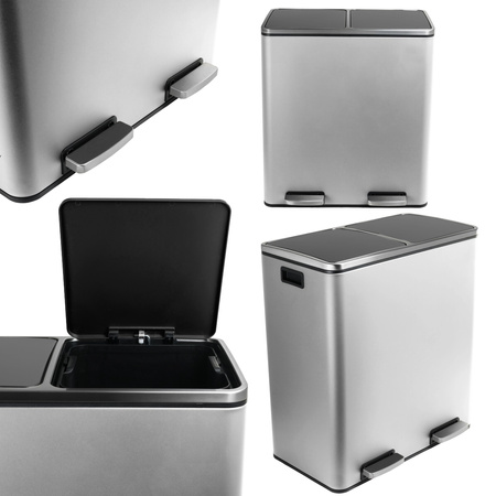 Funky Trash Can Silver Black Spacetronik Podwójny