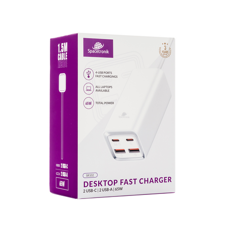 Nabíjačka SR102 65W, 2x PD4+ USB-C, 2x QC3.0 USB-A
