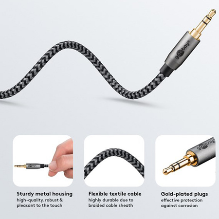 Audio kábel Jack 35mm x2 Goobay Plus TEXTIL 1m