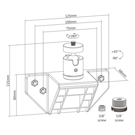 Otočný držák 360 pro 1/4 3/8 5/8 na VESA SPA-012